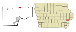 Muscatine County Iowa Incorporated and Unincorporated areas Wilton Highlighted